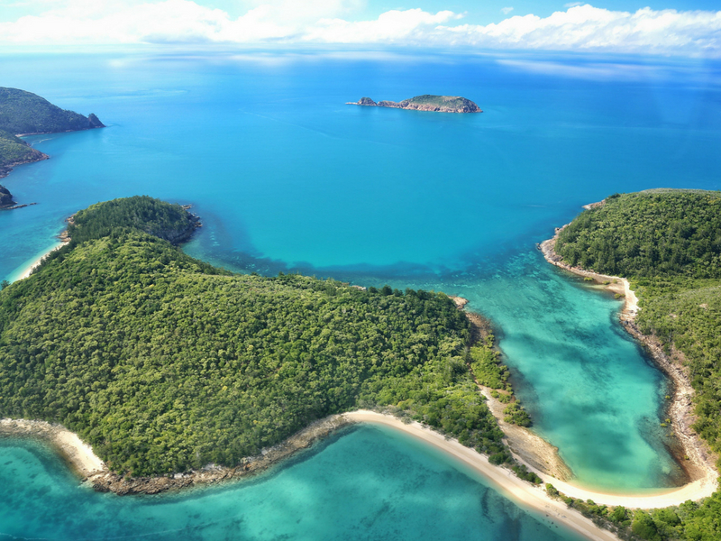 Aerial image of Shaw Island in the Whitsundays
